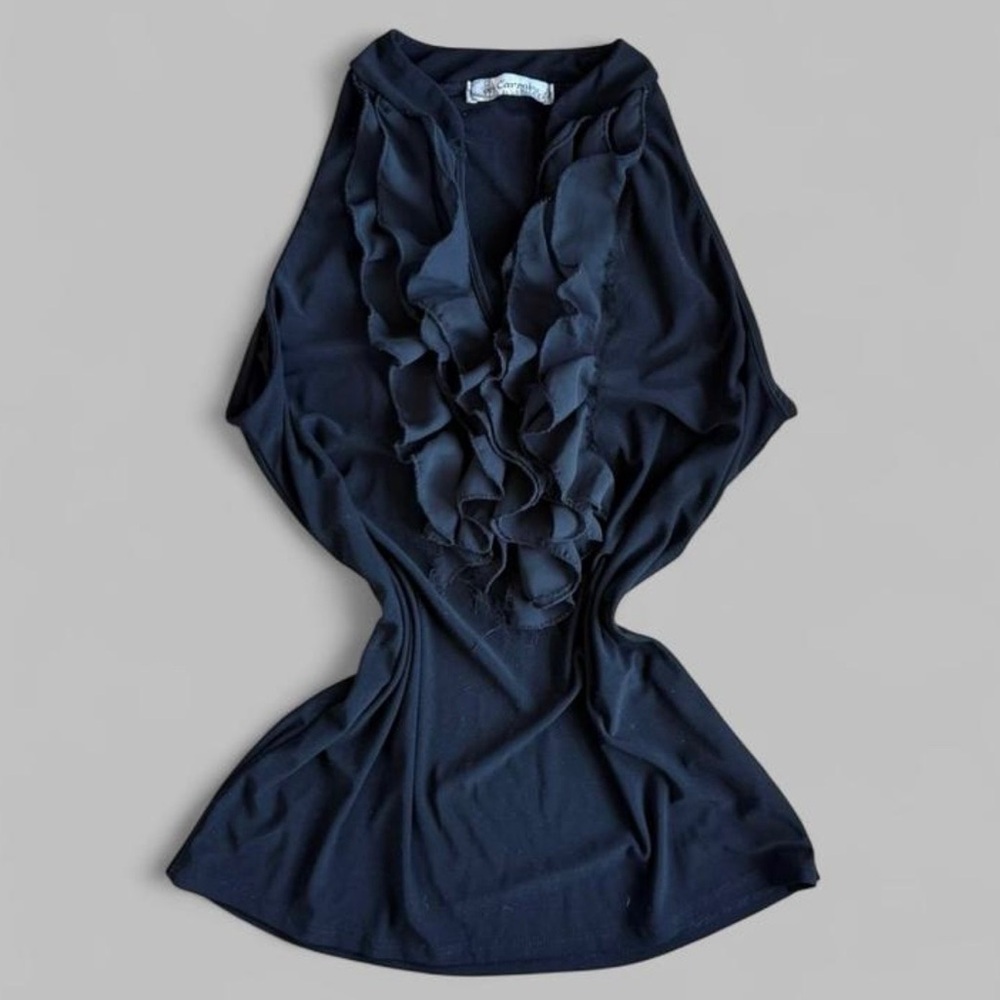 Black Blouse with Ruffle Detail